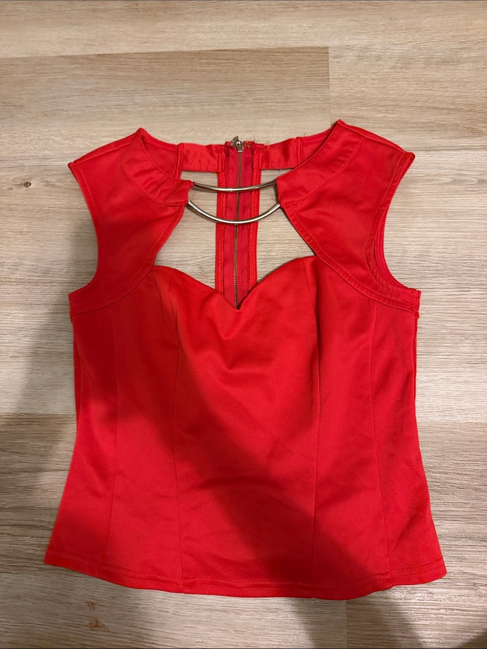 a'gaci Red Sleeveless Tank with Metal Bar Cutout